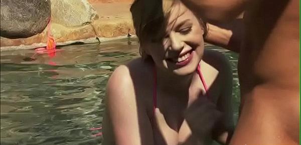  Horny Dolly sucks dick in the pool